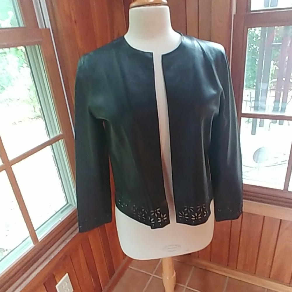 Doncaster Leather jacket with punch out trim SZ4